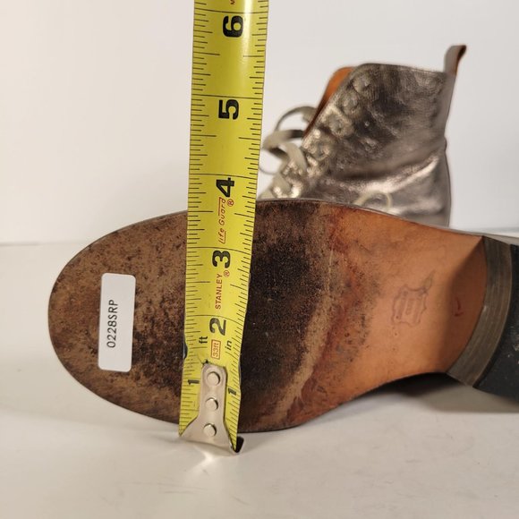 SPACE Styled in France Metallic Taupe Leather Combat Boot Women Sz 6.5 - Picture 14 of 14